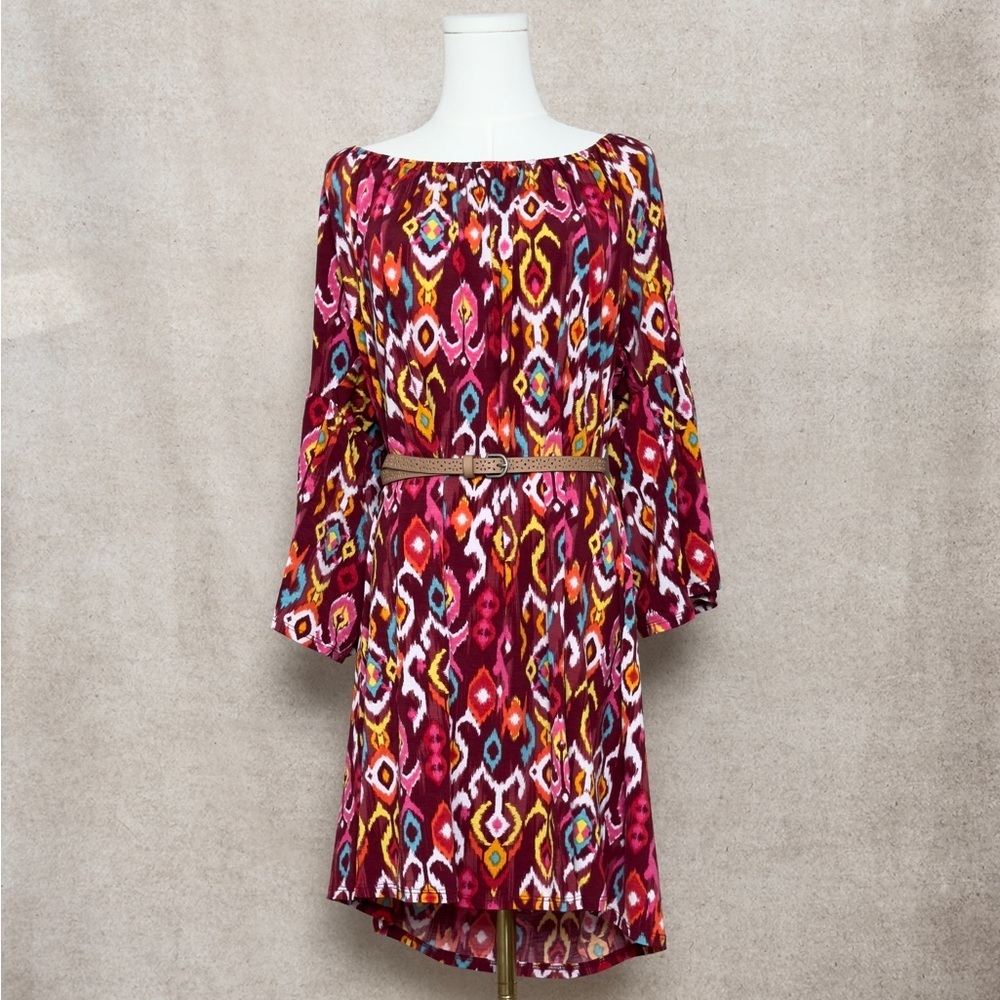Dear Scarlett Bold, Colorful, & Effortlessly Boho Ikat Inspired Dress - Picture 3 of 9